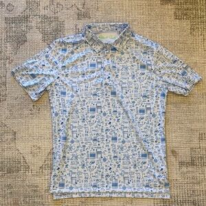 Robert Graham Backyard BBQ White with Light Blue Print